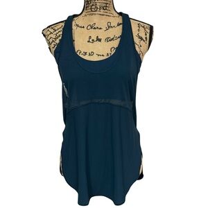 Lululemon Twist Around Tank Jade Teal Attached Bra Mesh Size 6